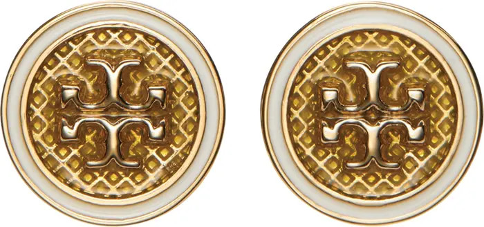 Tory Burch Kira Guilloche Circle Stud Earrings | Nordstrom | Nordstrom