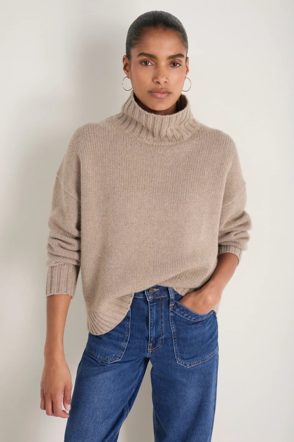 Liana Chunky Funnel Neck Jumper - Toast | WYSE London