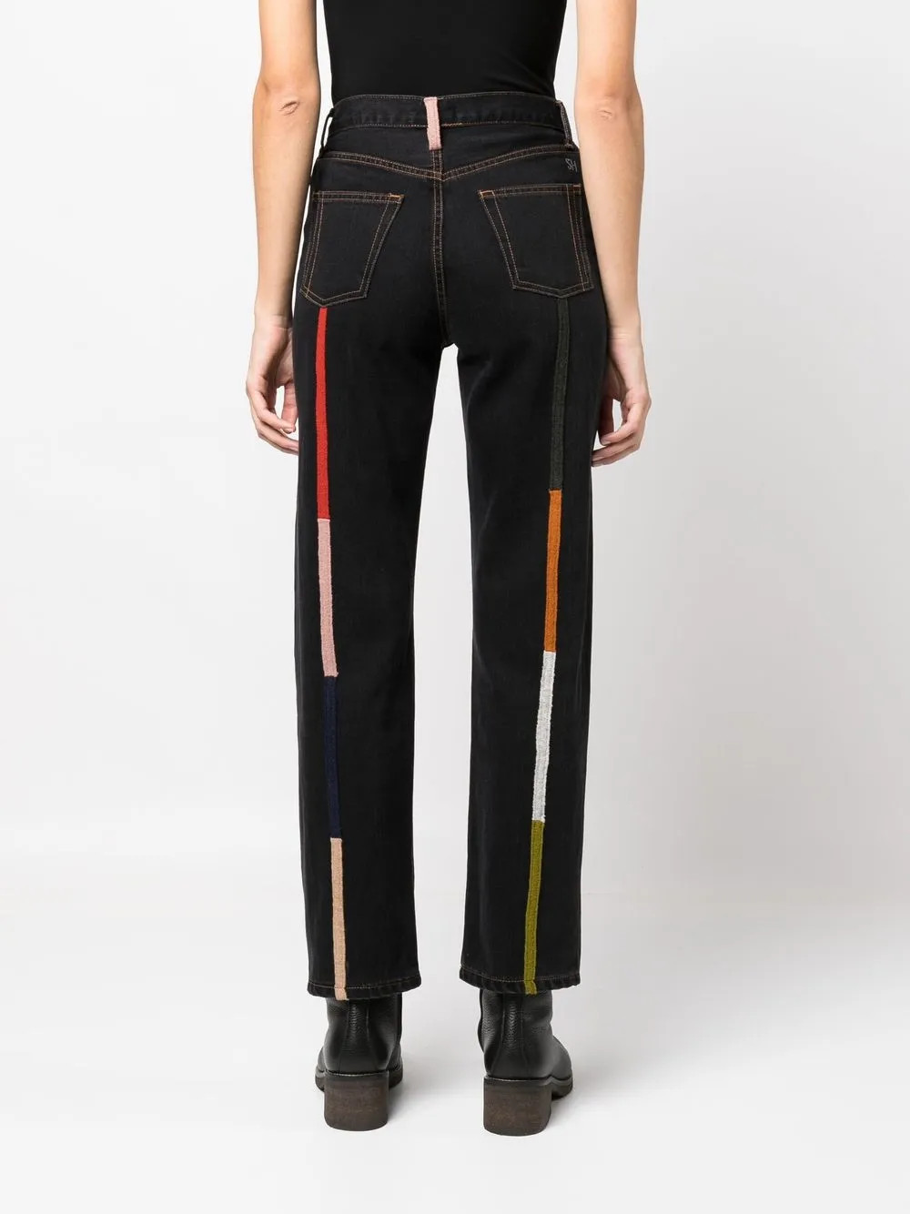 Still Here rainbow-trim Straight Jeans - Farfetch | Farfetch Global