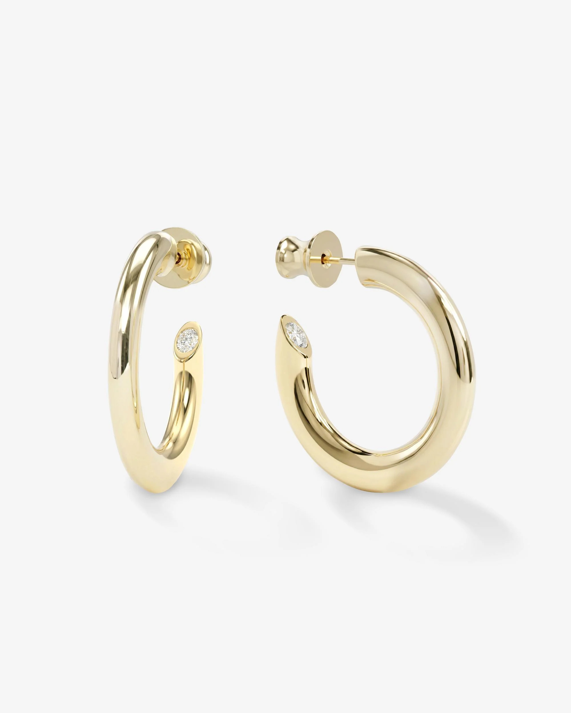 Beacon Hoops 1" - Gold|White Diamondettes | Melinda Maria Jewelry