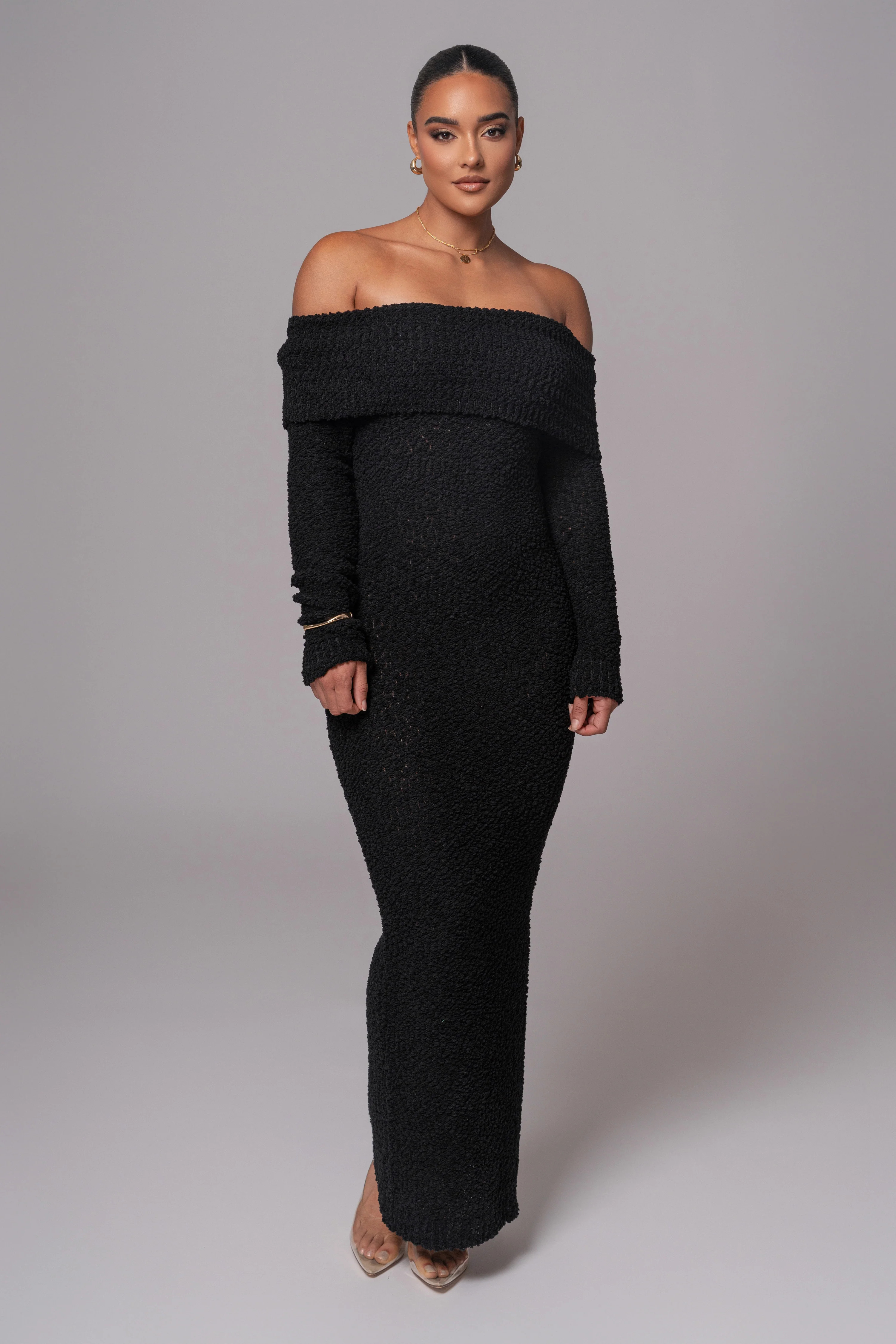 Black Olivea Knit Maxi Dress | JLUXLABEL