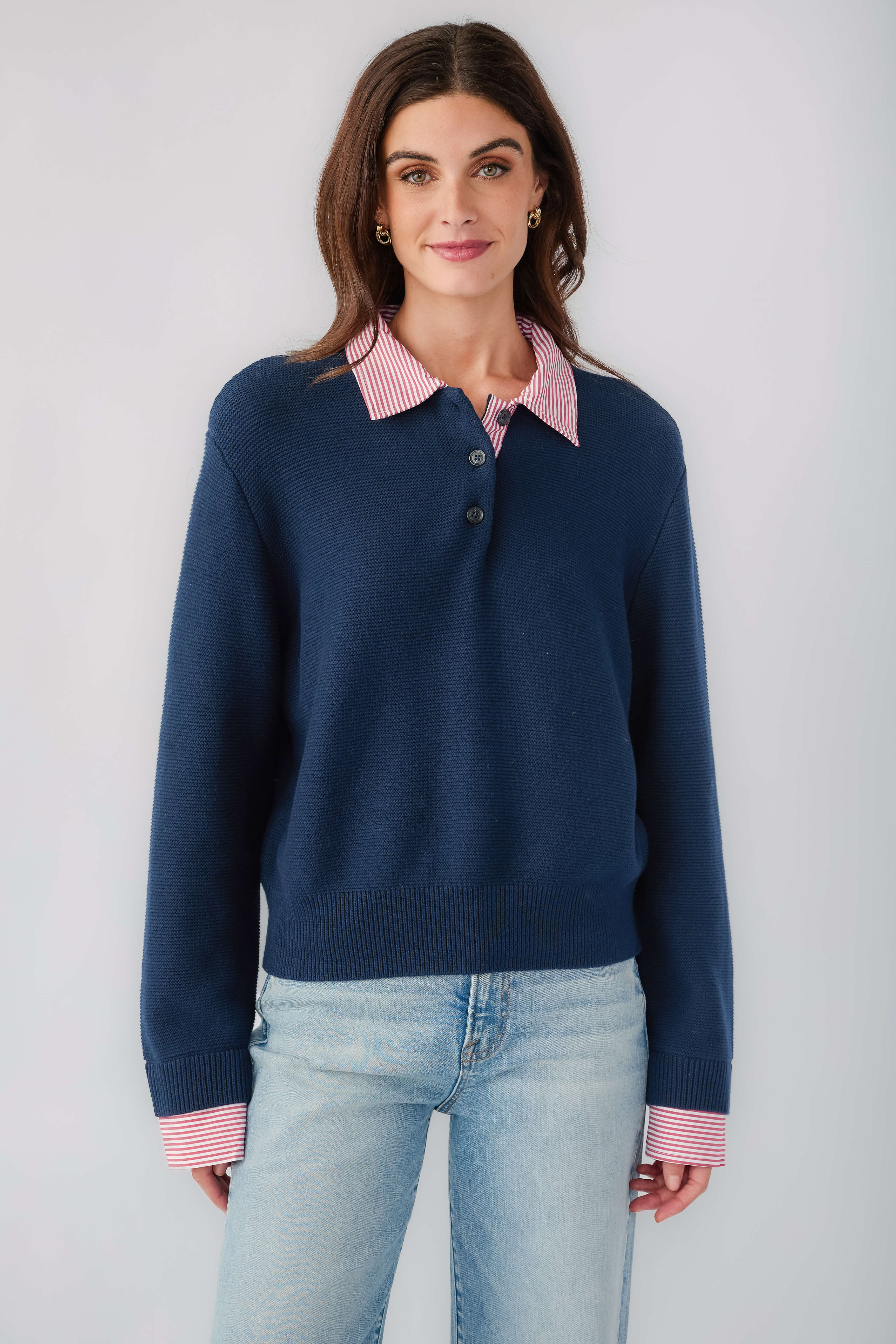 Olivaceous Stripe Collar Sweater | Social Threads