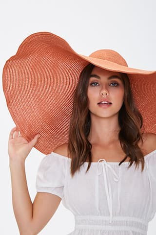 Forever 21 Oversized Floppy Straw Hat , Rust | Forever 21 (US)