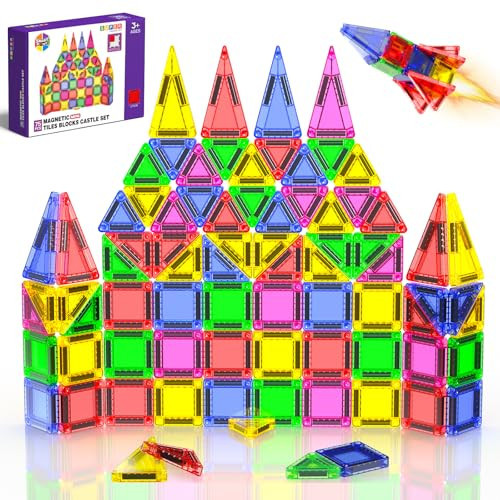 Magneverse Mini Magnetic Tiles - 75 PCS Travel Magnetic Tiles, Micro Magnet Travel Toy for Kids Ages 3+, STEM Educational Building Set Construction Toys, Boys Girls Toddlers Christmas Birthdays Gifts | Amazon (US)