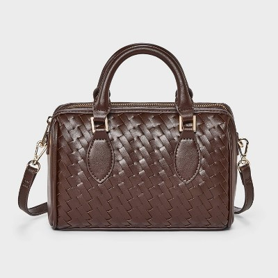 Woven Mini Bowler Crossbody bag - A New Day™ Brown | Target