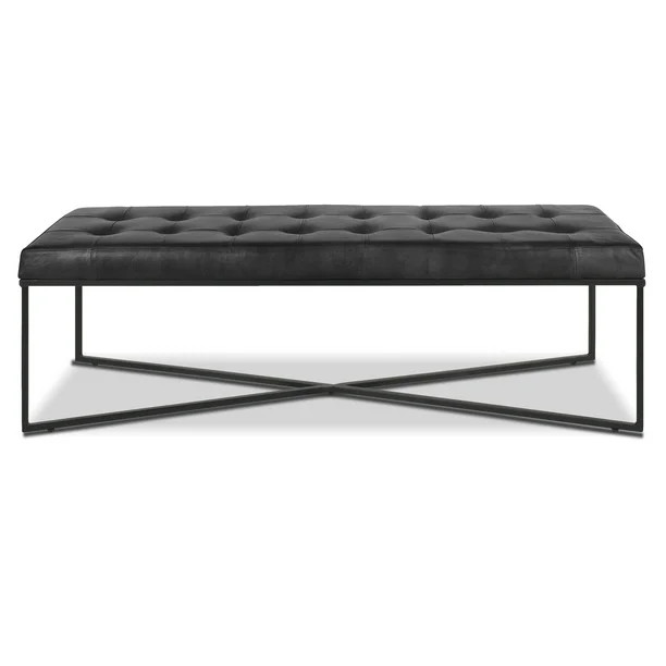 Edgemod Traversa Bench in Carbon Black Leather and Black Legs - Walmart.com | Walmart (US)
