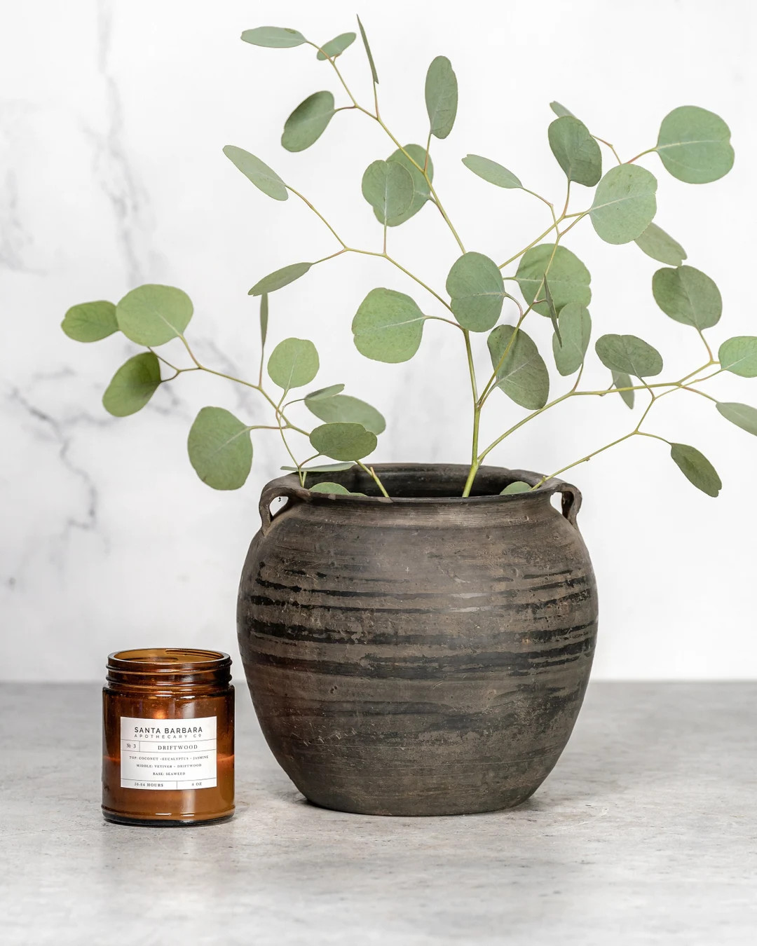 Rustic Handcrafted Vintage Clay Vase in Black and Grey With Handles free Shipping - Etsy | Etsy (US)