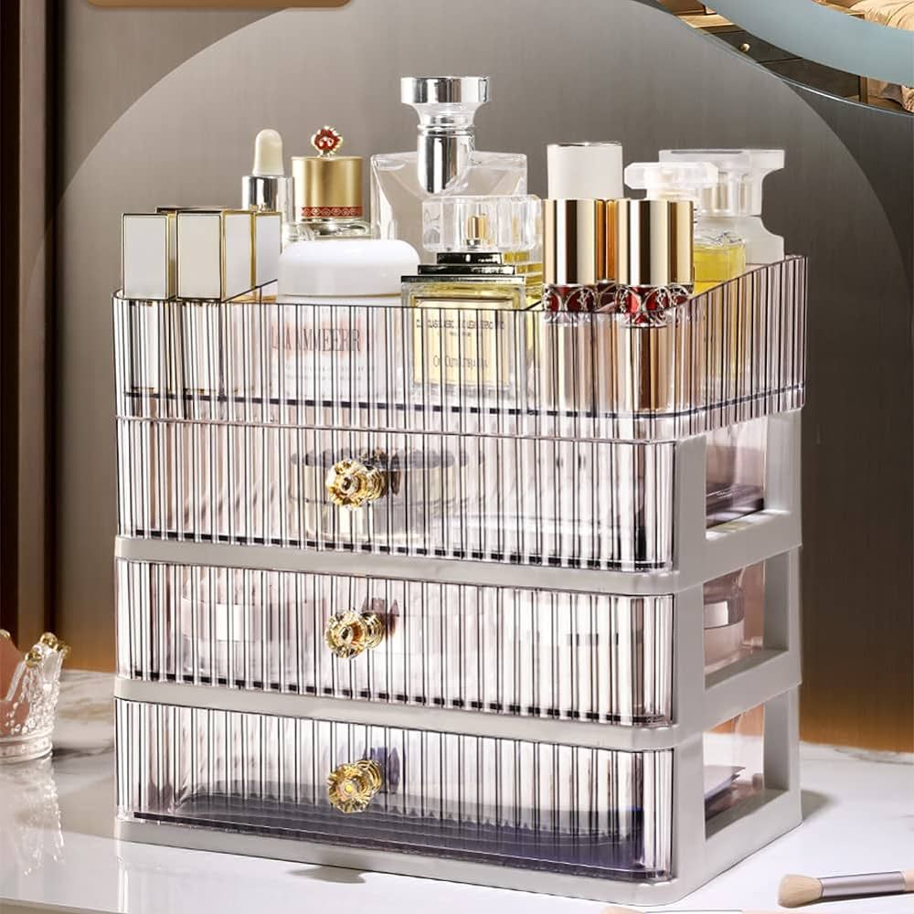 MIUOPUR Makeup Organizer with 3 Large Drawers, Countertop Organizer for Cosmetics, Ideal for Bath... | Amazon (US)