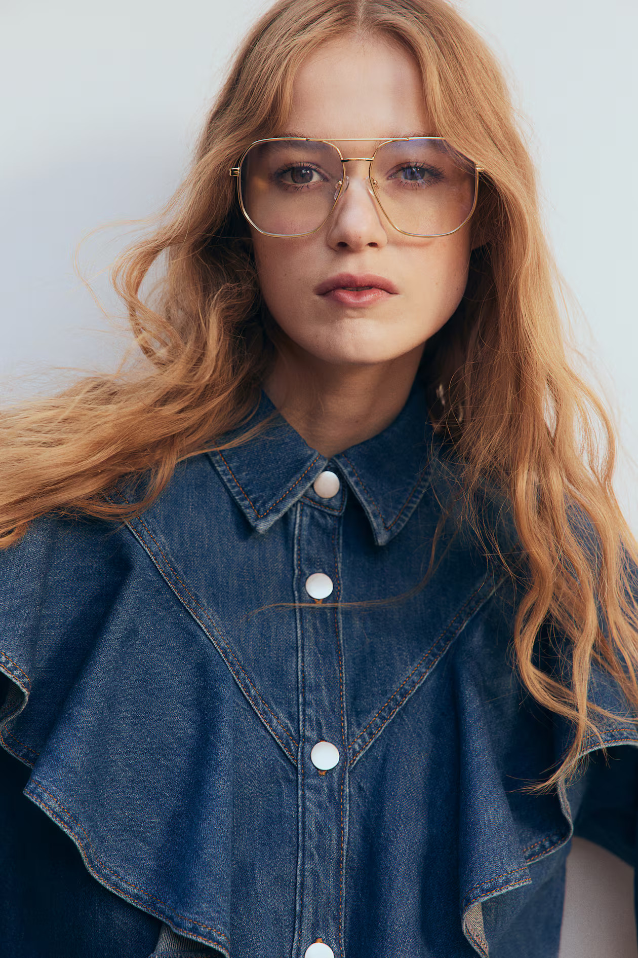 Flounce-trimmed denim shirt | H&M (UK, MY, IN, SG, PH, TW, HK)