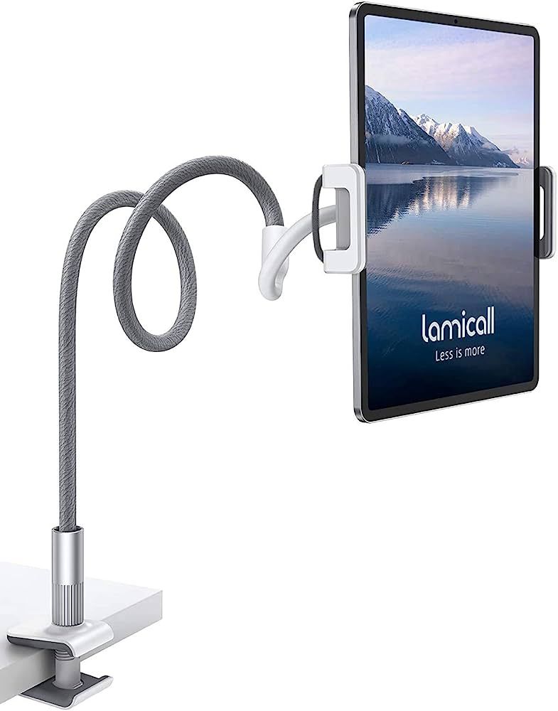 Lamicall Gooseneck Tablet Holder, Tablet Stand : Flexible Arm Clip Tablet Mount Compatible with i... | Amazon (US)