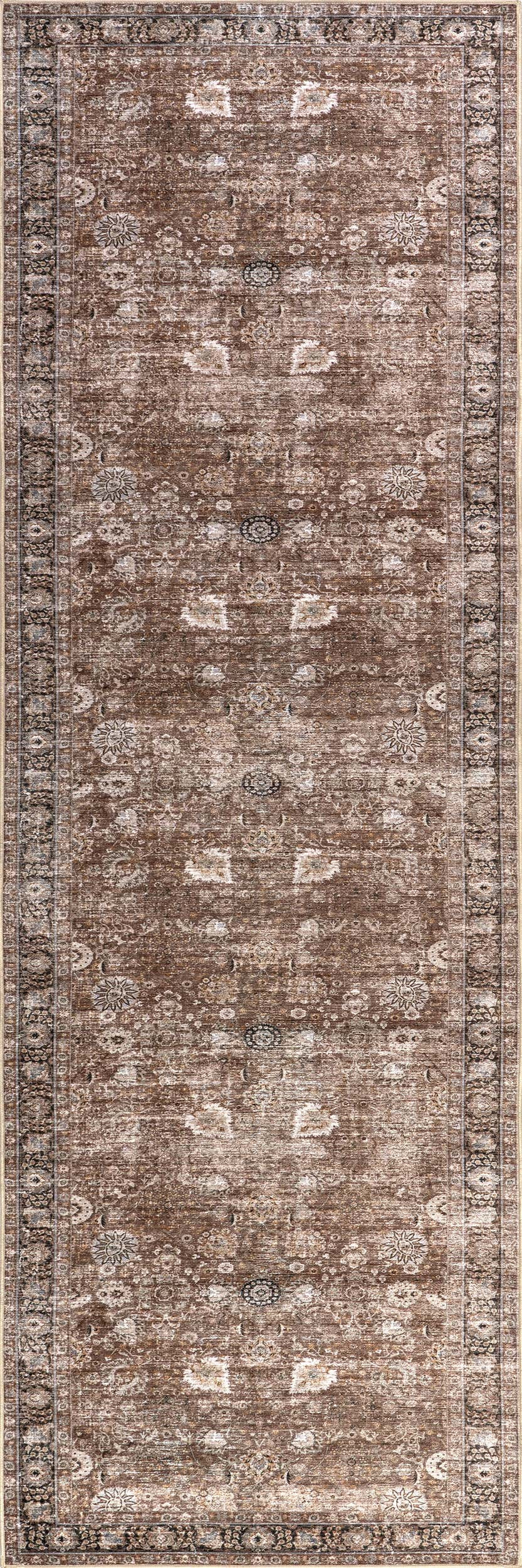 Bayberry Spill Proof Vintage Washable Rug | Brown | Rugs USA