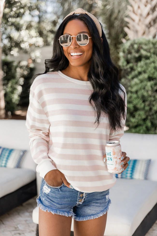 Meadows Melody Blush Striped Pullover | The Pink Lily Boutique