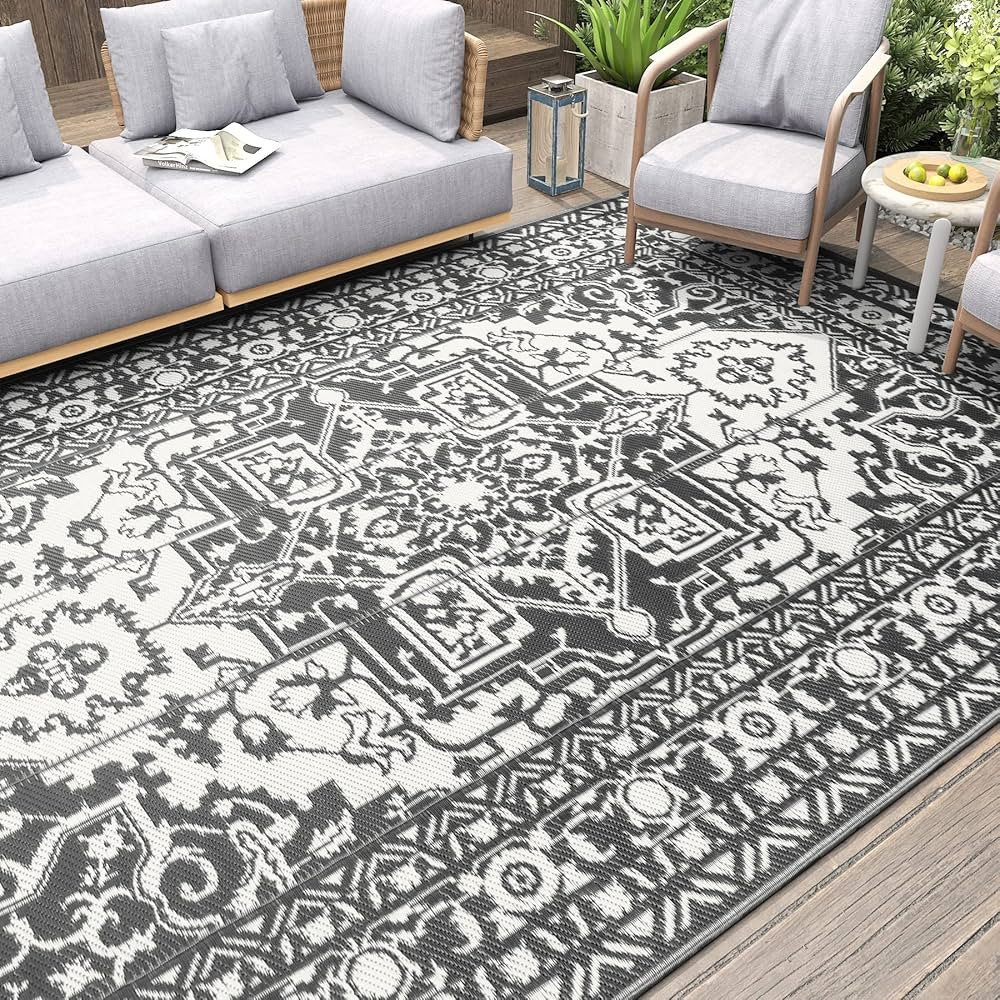 AMOAMI-Outdoor Rug Carpet 9x12 ft Waterproof Portable Lightweight RV Camping Reversible Plastic S... | Amazon (US)