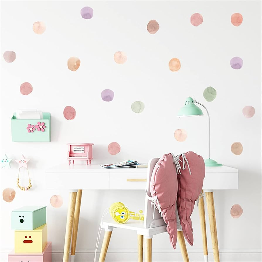 ROFARSO 120 Decals 2.2'' Colorful Dots Wall Decals Watercolor Polka Wall Stickers DIY Decoration ... | Amazon (US)