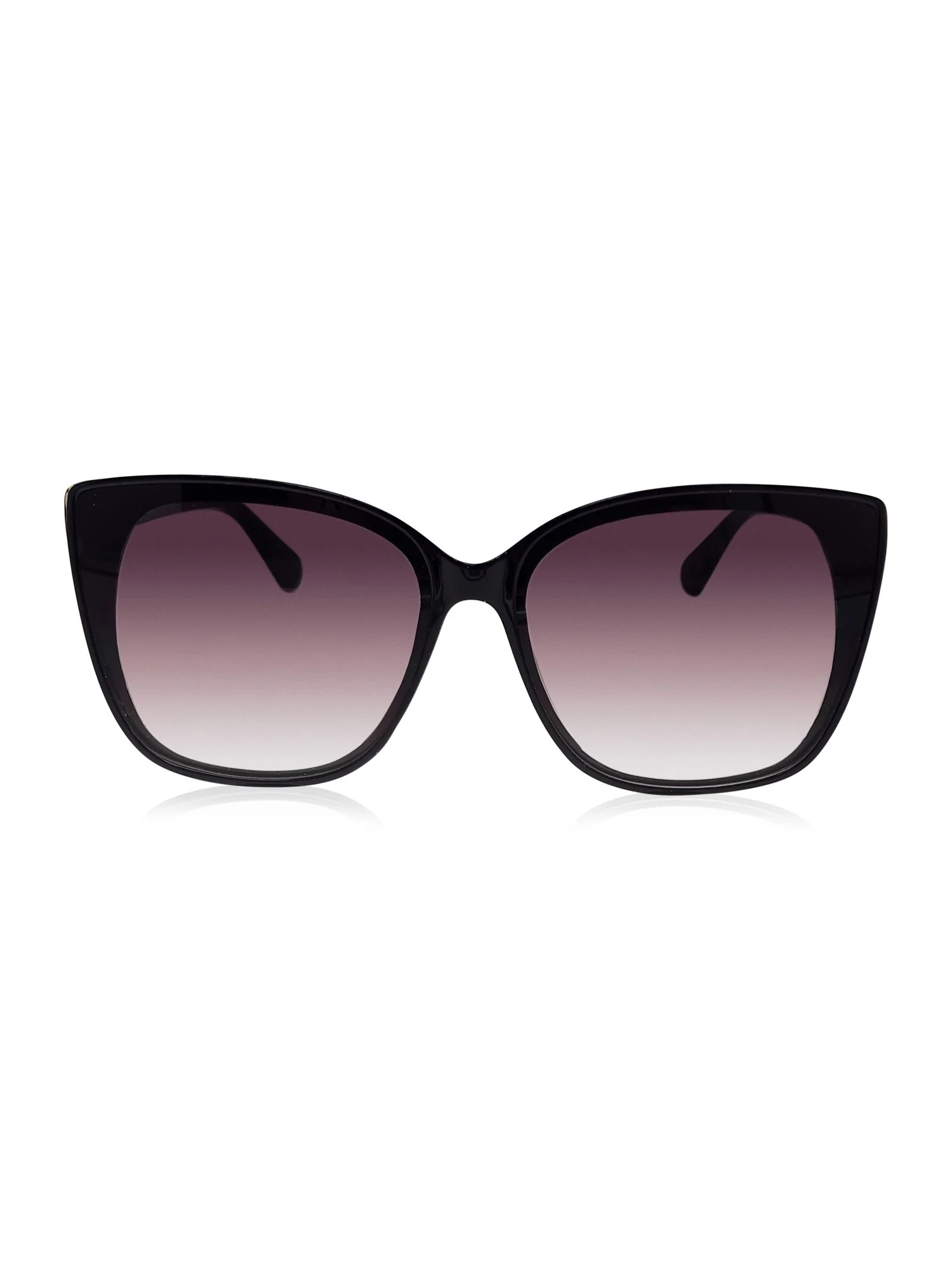 Time and Tru Women's Yumi Black Plastic Cat Eye Sunglasses with Smoke Tinted Lenses and Black and... | Walmart (US)