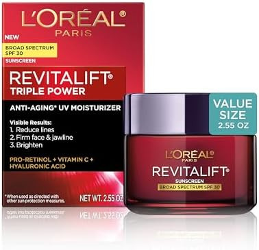 L'Oreal Paris Revitalift Triple Power Face and Neck Moisturizer, Anti Aging Face Cream with Broad... | Amazon (US)