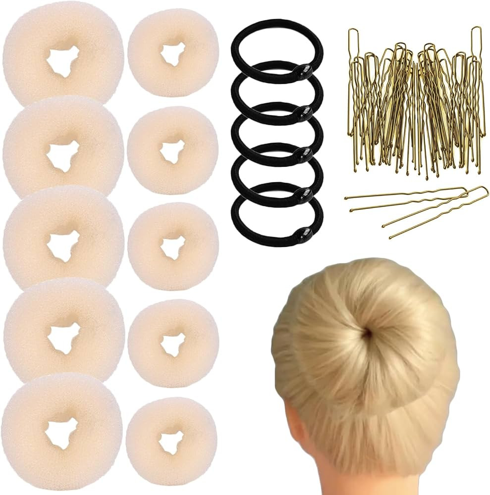 10 Pcs Hair Bun Maker - Donut Bun Maker for Hair(5 medium and 5 small),Ballet Bun for Women and K... | Amazon (US)