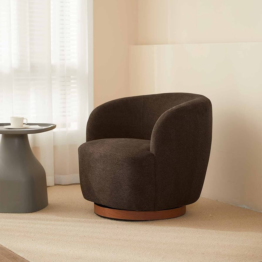 LOVSPATIO Modern 360-Degree Swivel Accent Chair,Accent Upholstered Linen Fabric Round Barrel Club... | Amazon (US)