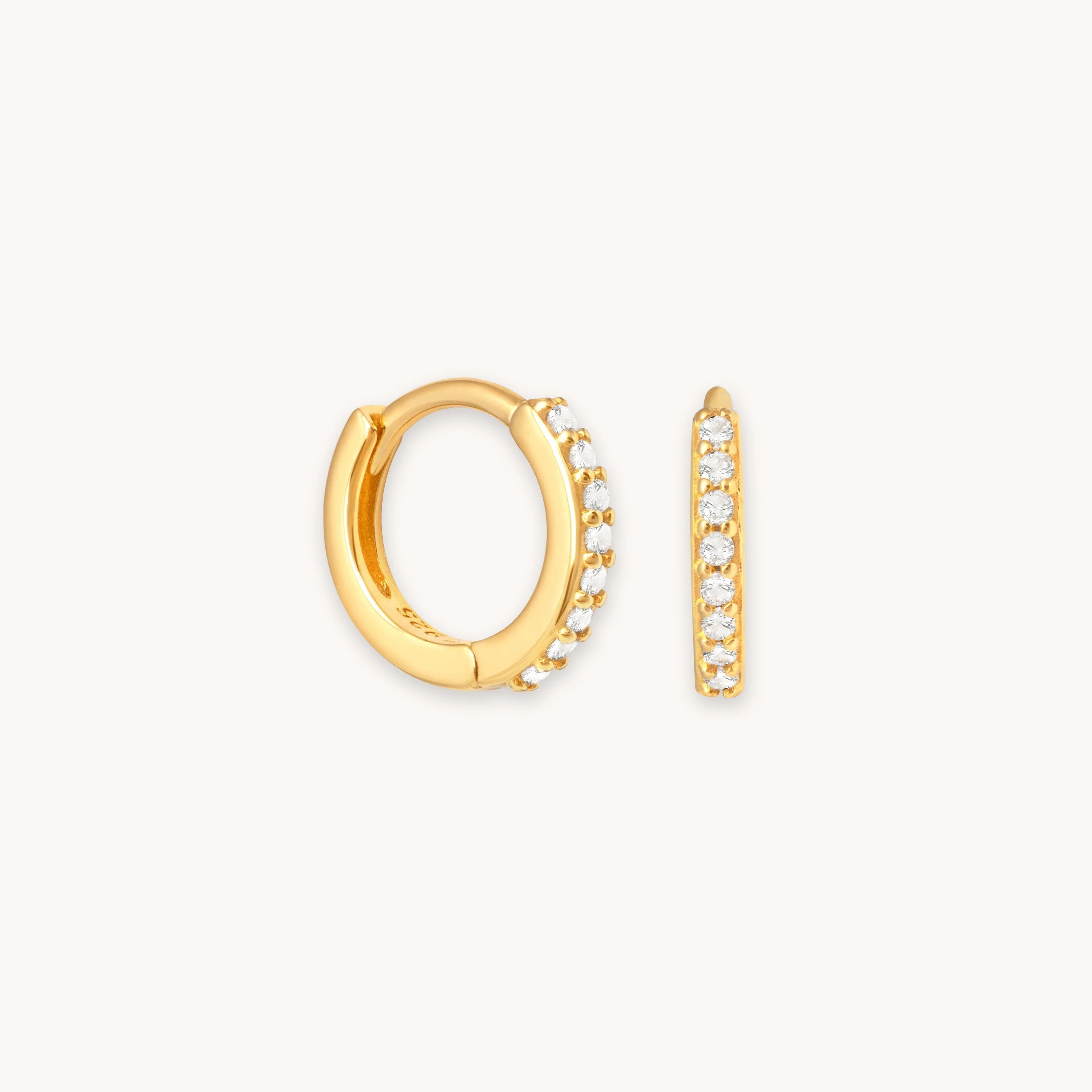 April Birthstone Huggies in Gold with Clear CZ | Astrid & Miyu UK