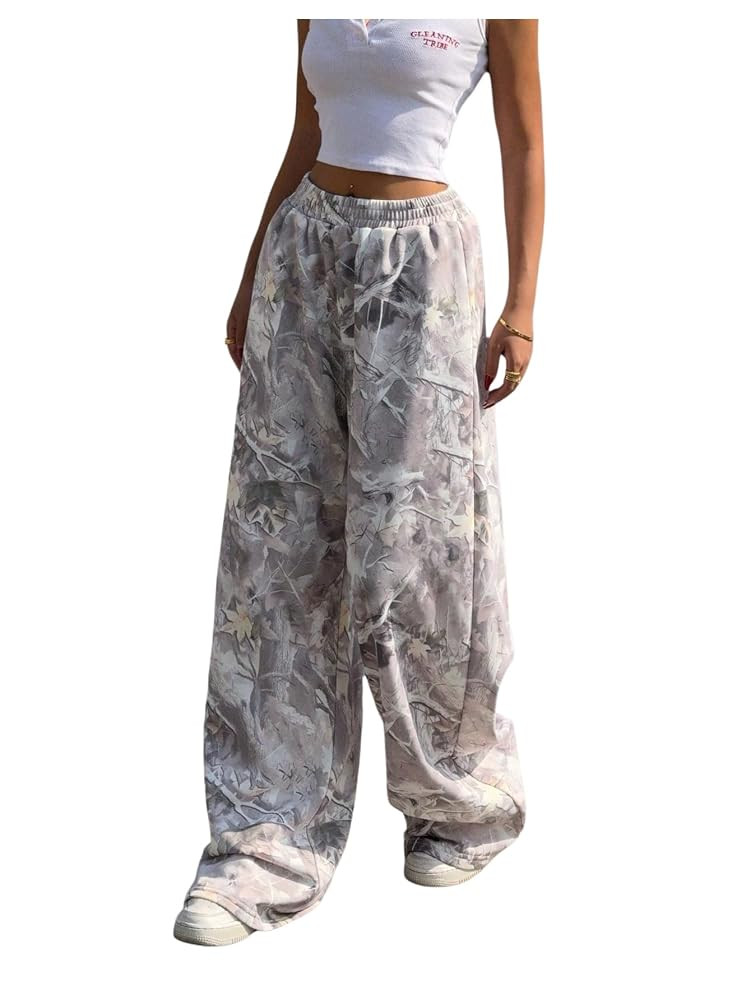 GORGLITTER Women's Camo Baggy Sweatpants Baggy Wide Leg High Waisted Drawstring Street Camouflage... | Amazon (US)