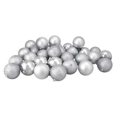 Northlight 32ct Shatterproof 4-Finish Christmas Ball Ornament Set 3.25" - Silver | Target