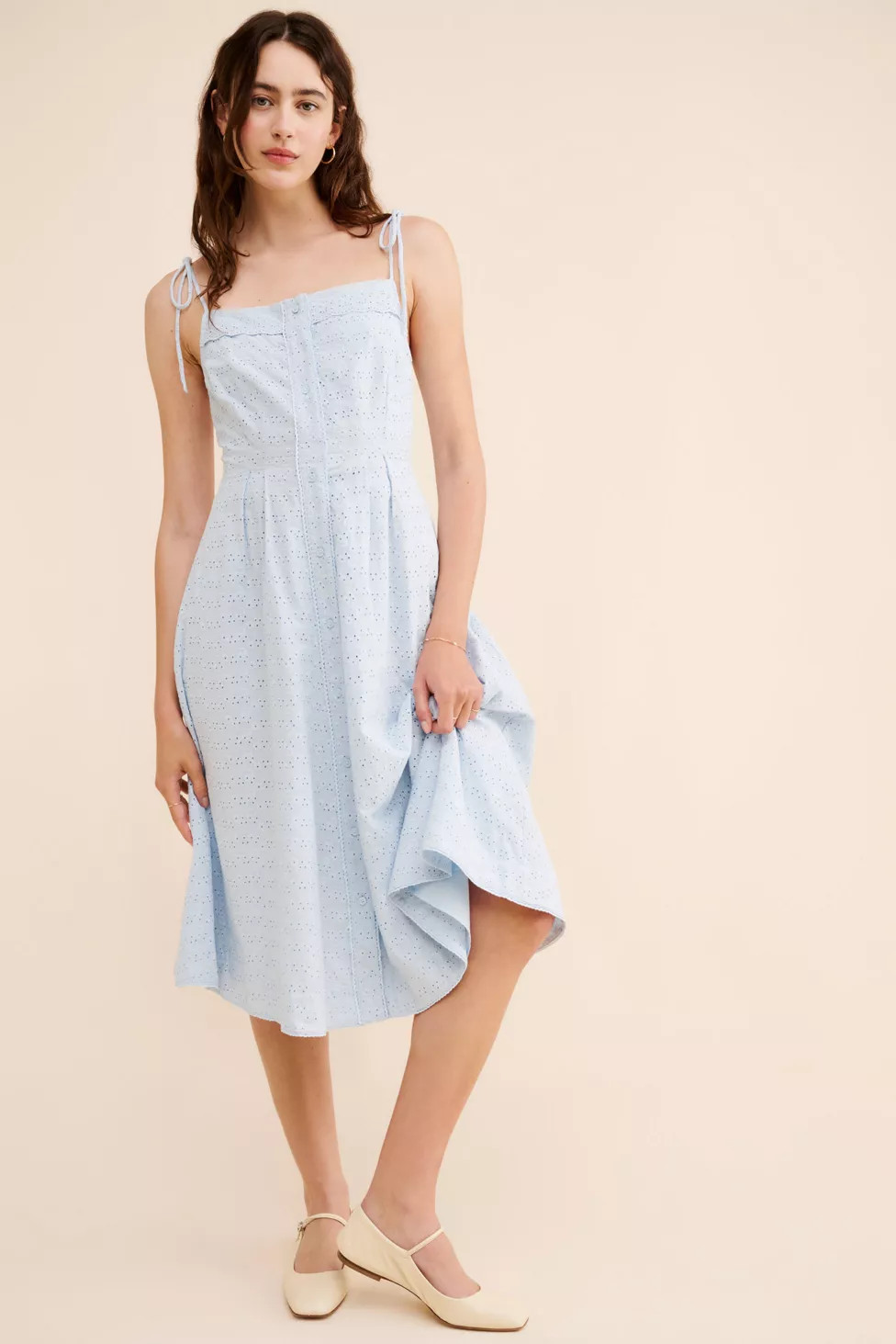 Guizio Acadia Eyelet Midi Dress | Urban Outfitters (US and RoW)