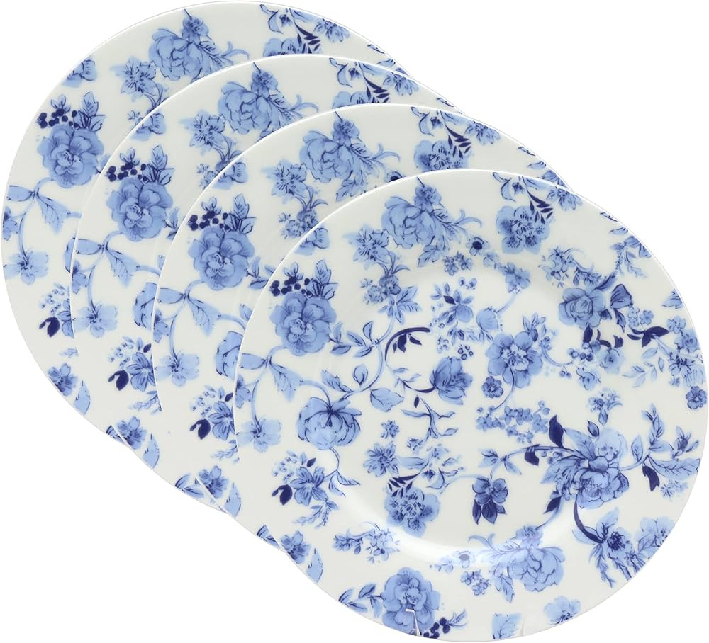 Gracie Bone China Bali Blue Floral Dessert / Salad Plate 7.5-Inch (Set of 4) | Amazon (US)