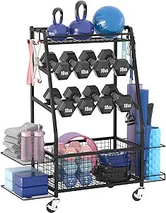 Weight Rack for Dumbbells - Home Gym Storage Rack - Dumbbell and Weight Organizer with 4 Flexible... | Amazon (US)