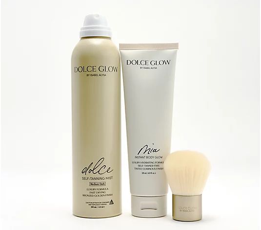 Dolce Glow Dolce Bronze Tanning Mist & Mia Shimmer Topper w/ Brush - QVC.com | QVC