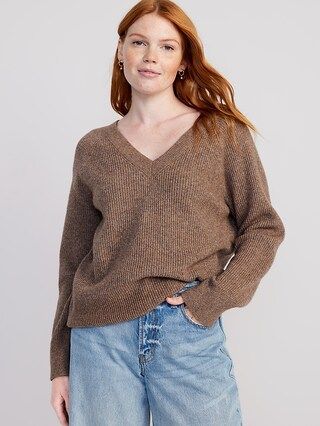 V-Neck Rib-Knit Cocoon Sweater for Women | Old Navy (US)