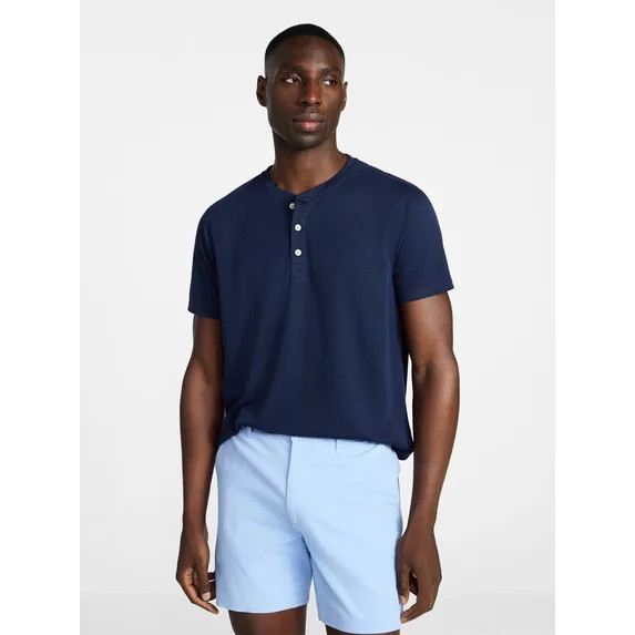 George Men's & Big Men's Relaxed Fit Knit Cloth Henley Shirt with Short Sleeves, Sizes XS-5XL | Walmart (US)