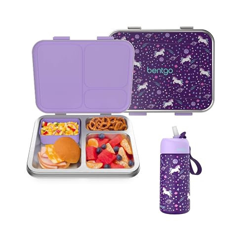 Bentgo Kids Stainless Steel Lunch Box and Water Bottle Set (Unicorn) | Amazon (US)