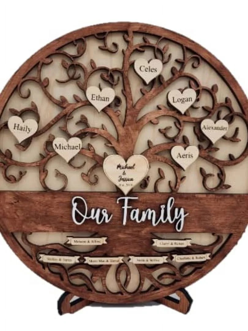 Personalized Family Tree Plaque Gift,  Wood Family Tree Sign 9.5" Tree of Life, Grandparents Gift... | Walmart (US)