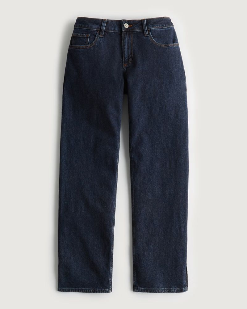 Curvy Low-Rise Dark Wash Y2K Dad Jeans | Hollister (US)
