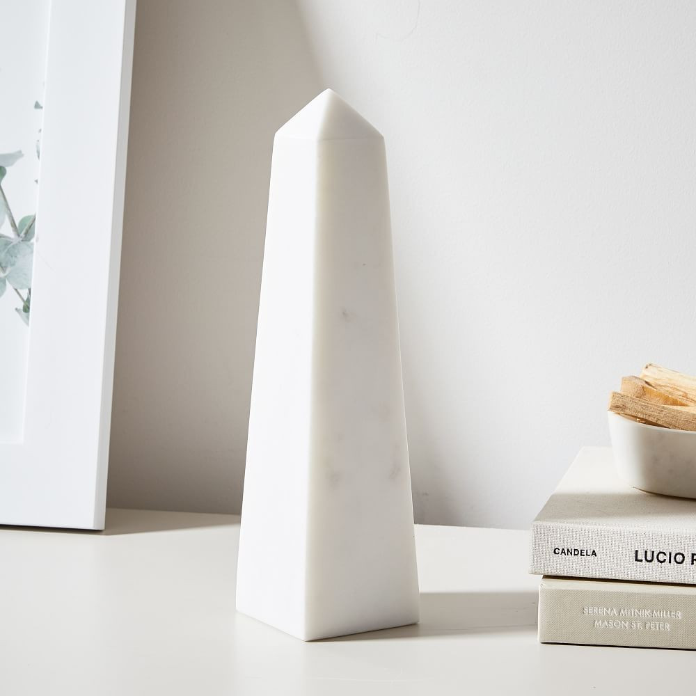 Gideon Obelisks, Medium, White Marble | West Elm (US)