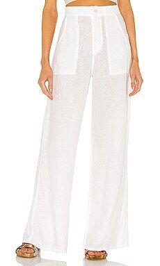 Enza Costa Linen High Waist Wide Leg Pant in White from Revolve.com | Revolve Clothing (Global)