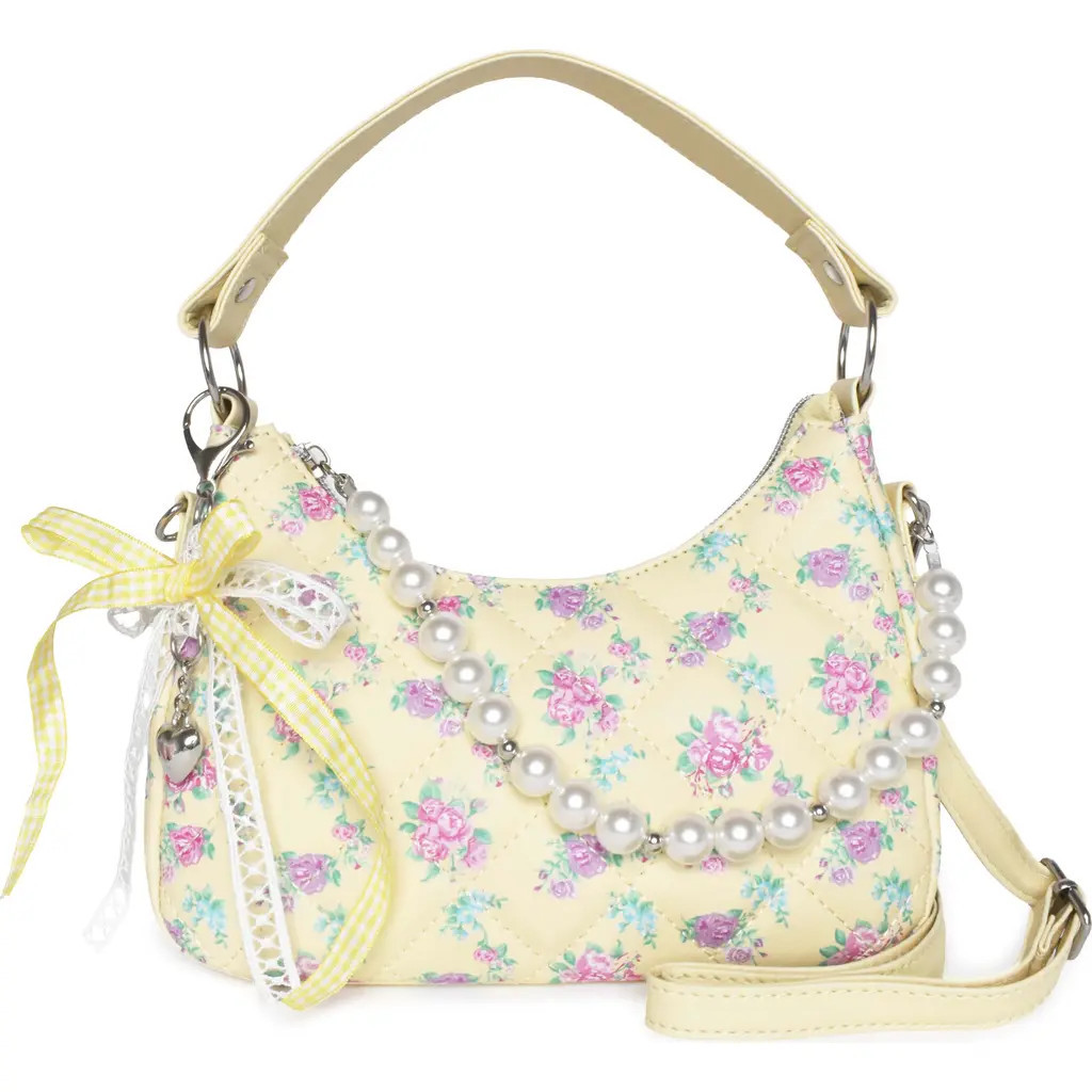 OMG Accessories Kids' Mini Floral Quilted Hobo Crossbody in Butter at Nordstrom | Nordstrom