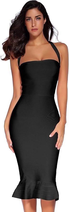 meilun Womens Rayon Halter Fishtail Bandage Party Dress | Amazon (US)