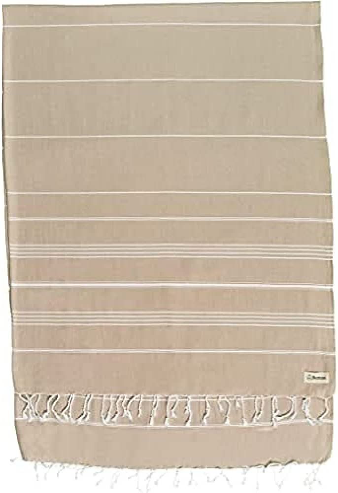 Bersuse 100% Cotton - Anatolia XL Throw Blanket Turkish Towel - 61 x 82 Inches, Beige | Amazon (US)