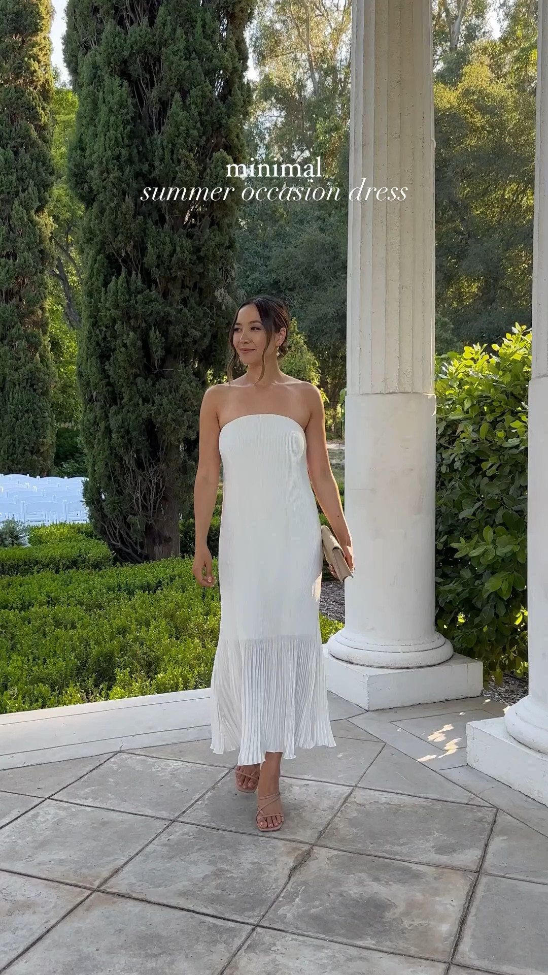 Shop the Artemis Accordion Pleat Strappy Back Midi Dress White