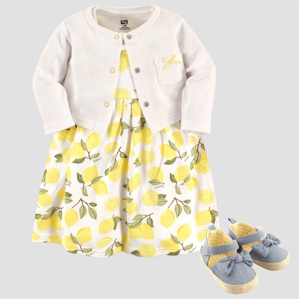 Hudson Baby Girls' Cardigan & Dress Set - Yellow 0-3M | Target