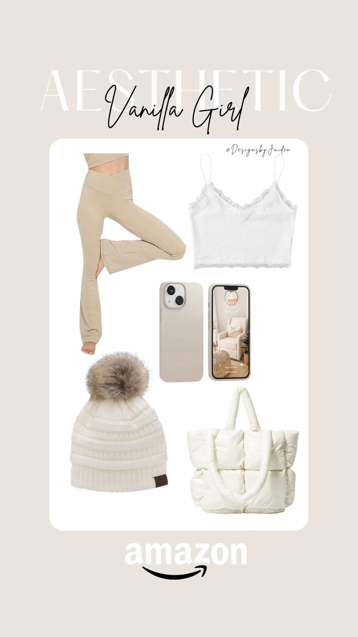 Winter outfit idea: vanilla girl aesthetic 🍦🩰✨ Click below to shop ☁️ Follow me for daily finds 🤍 Pinterest: DesignsbyJaiden 🥞 #founditonamazon 

Winter outfits, comfy outfits, cozy outfits, women’s winter outfits, vacation outfits, airport outfits, yoga pants, puffer, puffer bag, phone cases, fur hat, winter hat, lace cami, lace tank top, college outfit, university outfit, vanilla girl outfits, Amazon, amazon finds, amazon must haves, Amazon favorites, amazon fashion, amazon clothes #LTKHoliday #LTKGiftGuide #LTKSeasonal #LTKFind #LTKU #LTKstyletip #LTKitbag #LTKsalealert #LTKshoecrush #LTKunder50

#LTKsalealert #LTKSeasonal #LTKU #LTKunder50 #LTKshoecrush #LTKitbag #LTKGiftGuide #LTKstyletip