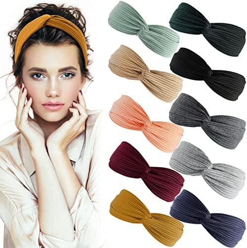 S&N Remille Headbands for Women Boho Headbands Vintage Criss Cross Headwraps Solid Color Head Ba... | Amazon (US)