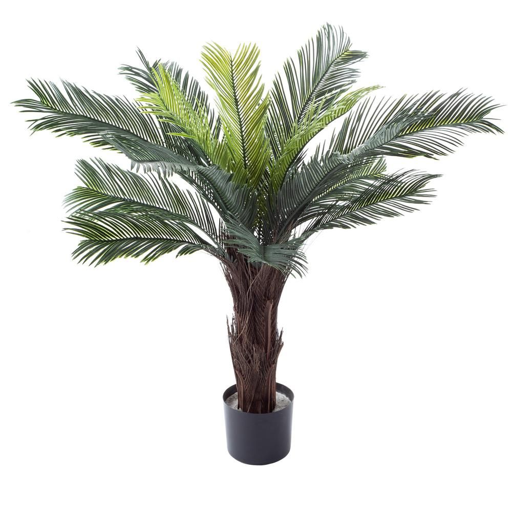 Pure Garden 36 in. Potted Artificial Cycas Palm Tree | The Home Depot
