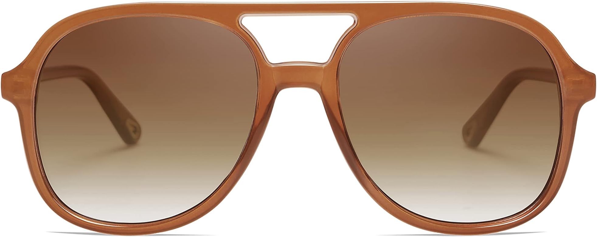 SOJOS Retro Polarized Aviator Sunglasses for Women Men Classic 70s Vintage Trendy Square Oversized A | Amazon (US)
