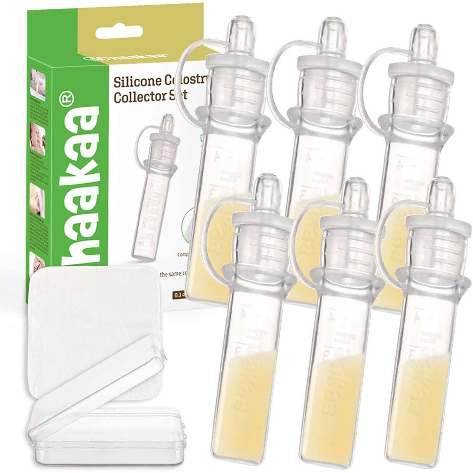 Haakaa Silicone Colostrum Collectors Set with Clear PP Storage Case 4 ml, 6 PK | Amazon (US)