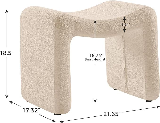 Modern Boucle Ottoman, Vanity Stool Chair, Foot Stool with Wooden Legs Sofa Bench Footstool Extra... | Amazon (US)
