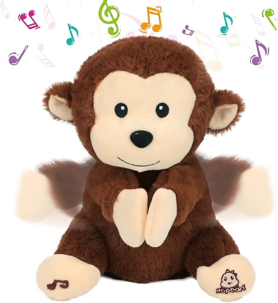 Hopearl Clapping Monkey Interactive Musical Stuffed Animal Singing Plush Toy Adorable Electric An... | Amazon (US)