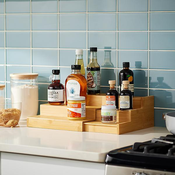 Large 3-Tier Bamboo Expanding Shelf | The Container Store