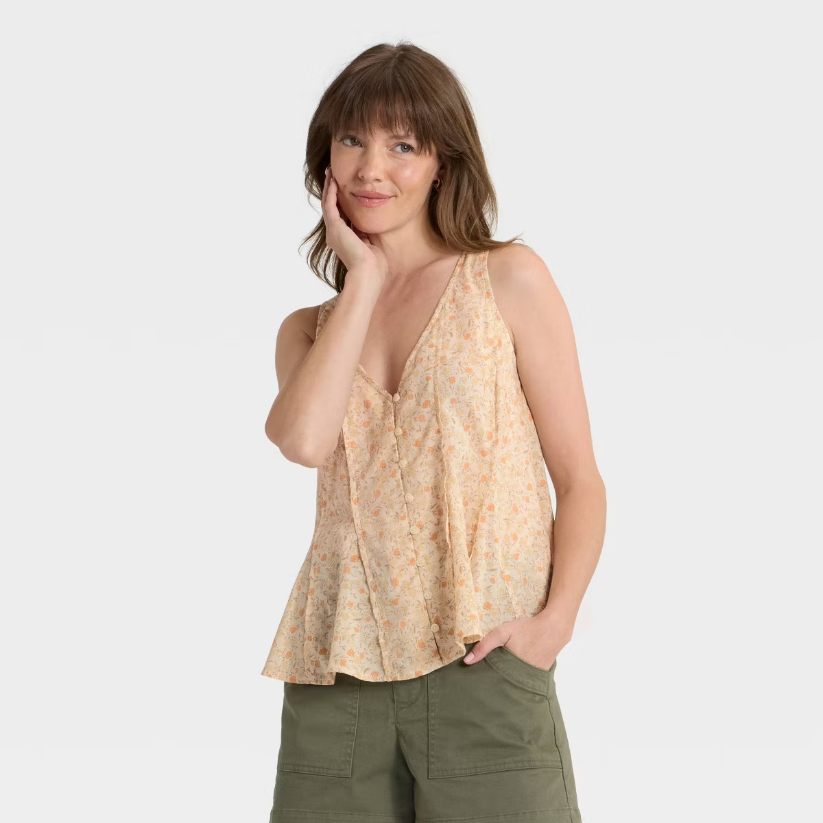 Women's Button-Down Pintuck Tank Top - Universal Thread™ | Target